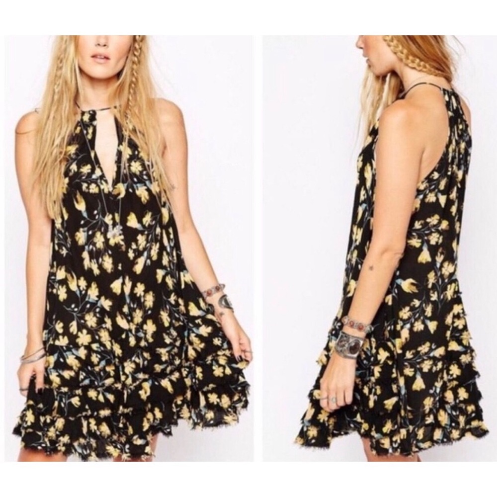 Free People- Ruffled Mini Dress - Picture 1 of 3